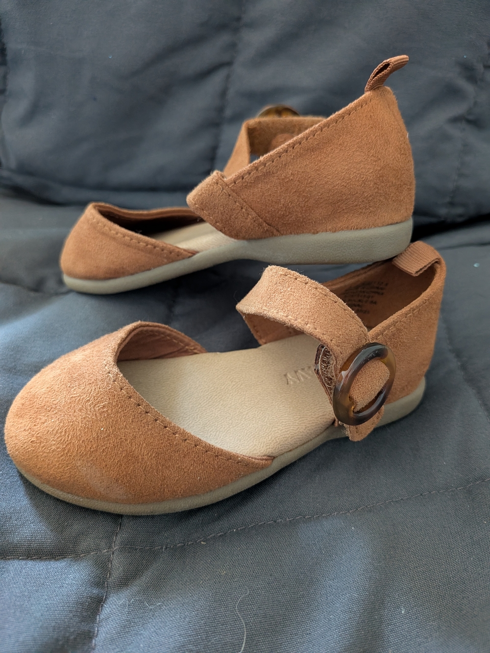 Old Navy Girls Brown Suede Mary Jane Flats Size 5 Toddler Shoes